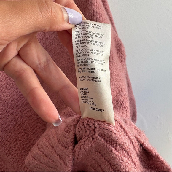 Free People Pink Brookside Oversized Slouchy Sweater Sz XS - Picture 8 of 8